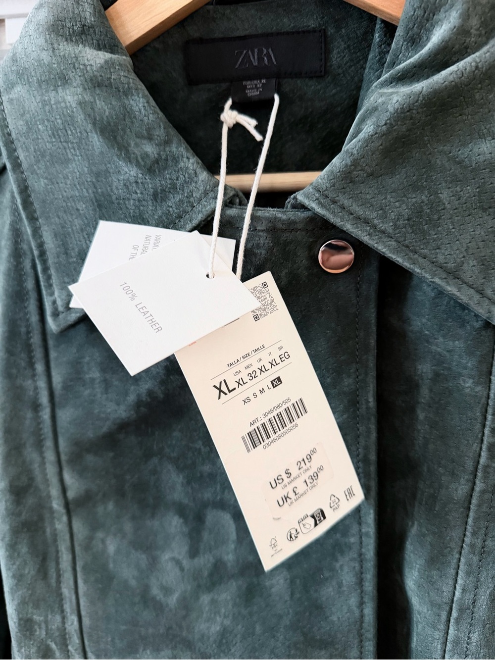ZARA Women 100% Suede Leather Jacket 3046/080 NWT XL - Picture 3 of 11